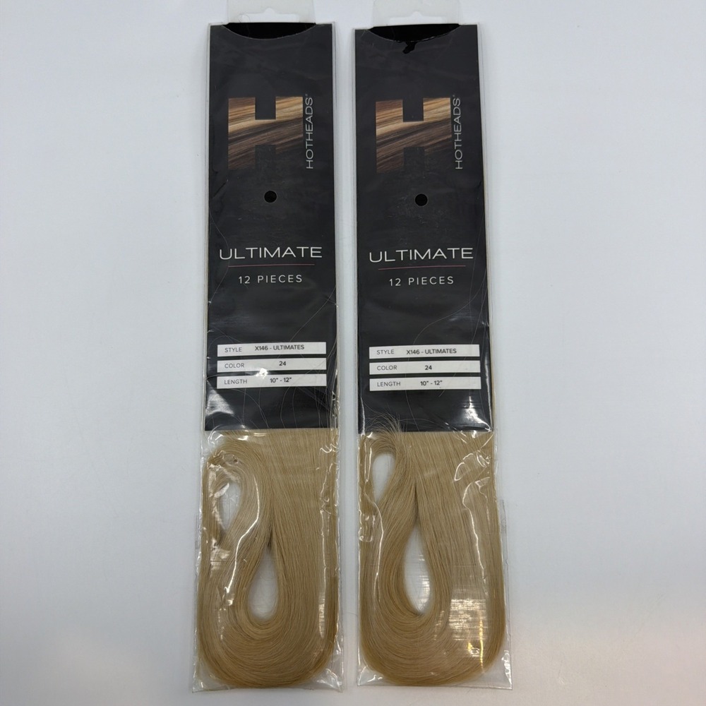 HOTHEADS 2 PACK Ultimates Tape In Extensions 10-12" #24 Blonde NEW 24 Pieces